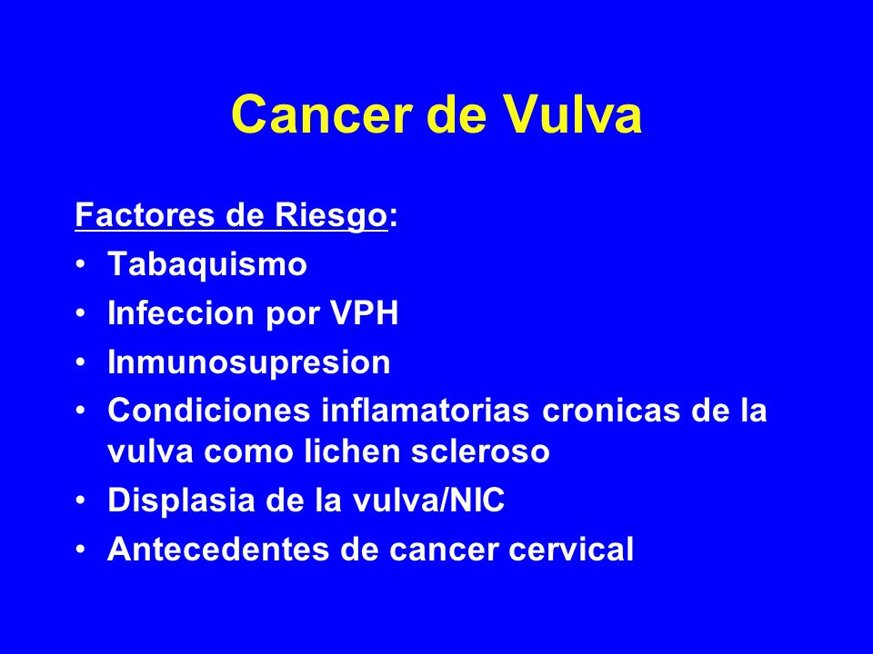 Cancer de Vulva Factores de Riesgo: Tabaquismo Infeccion por VPH