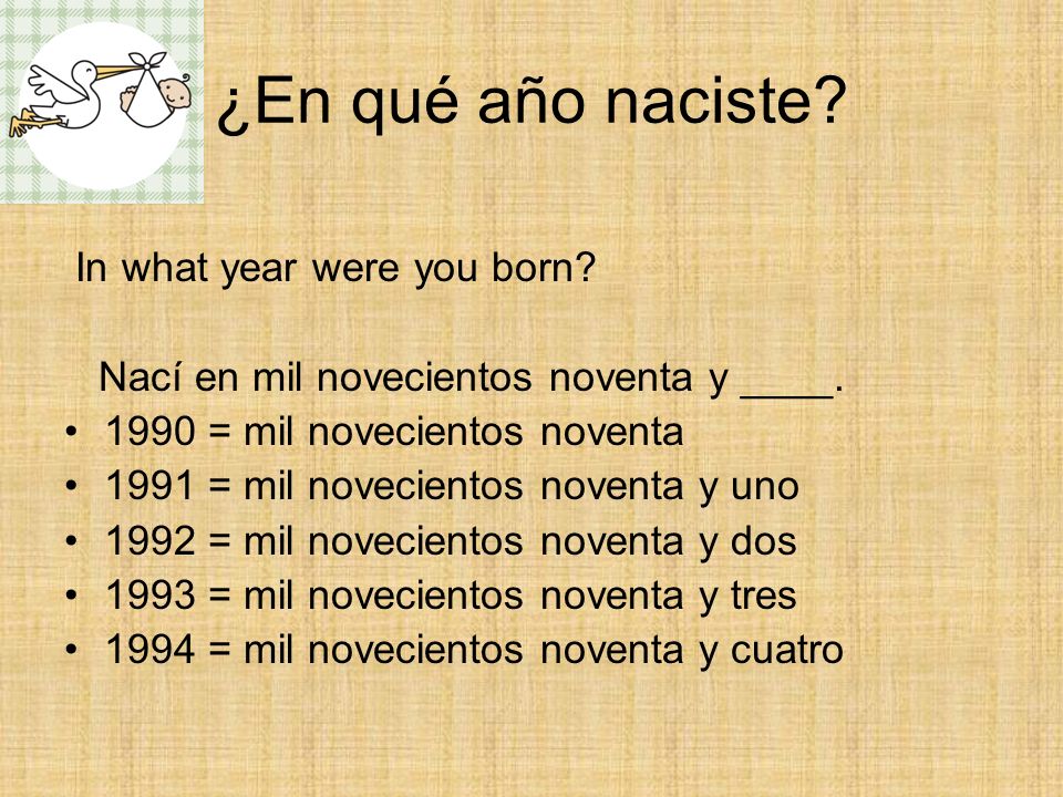 ¿En qué año naciste In what year were you born