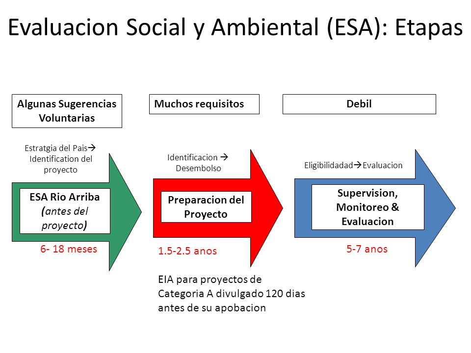 Evaluacion Social y Ambiental (ESA): Etapas