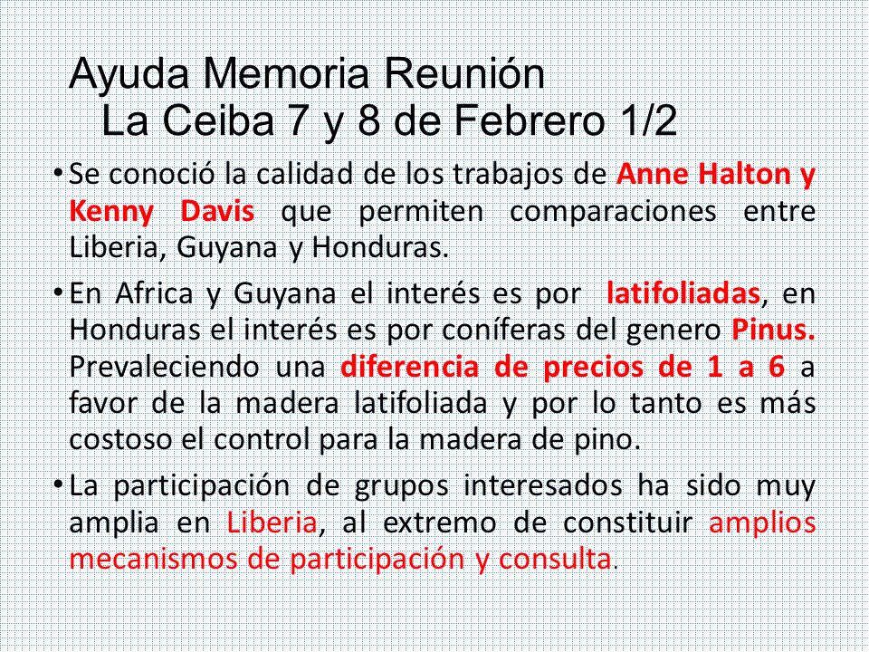 Ayuda Memoria Reunión La Ceiba 7 y 8 de Febrero 1/2