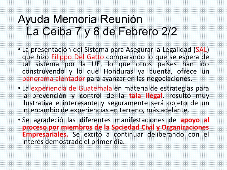 Ayuda Memoria Reunión La Ceiba 7 y 8 de Febrero 2/2