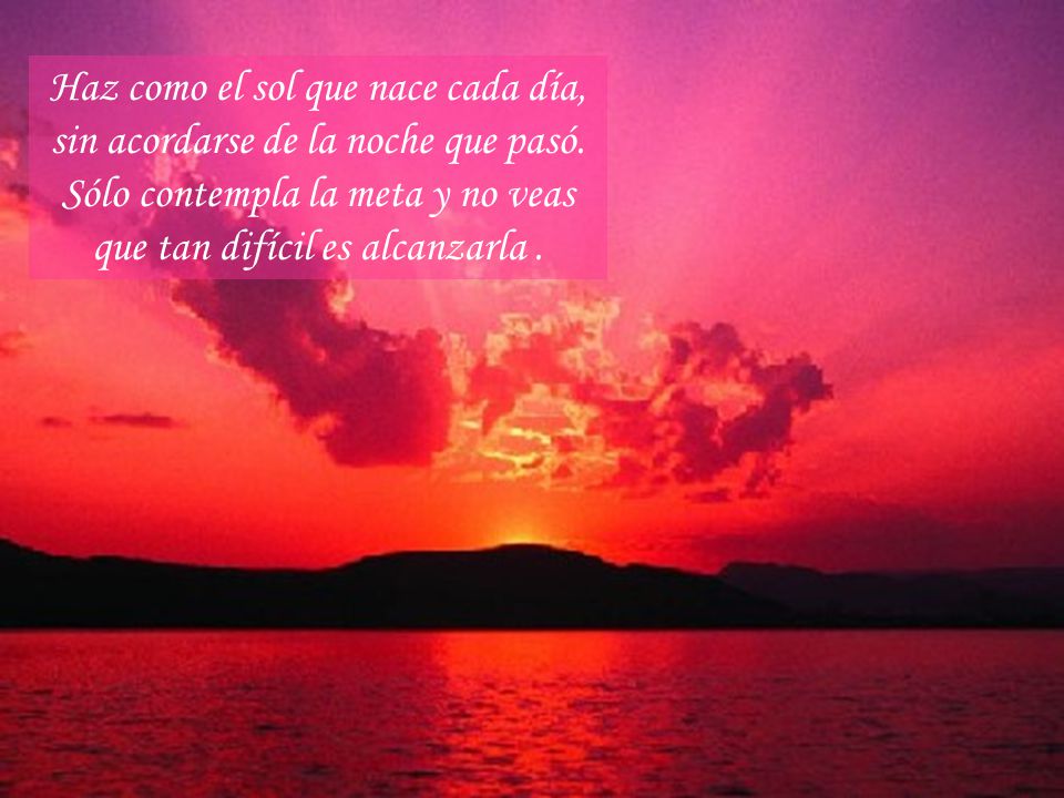 Haz como el sol que nace cada día, sin acordarse de la noche que pasó
