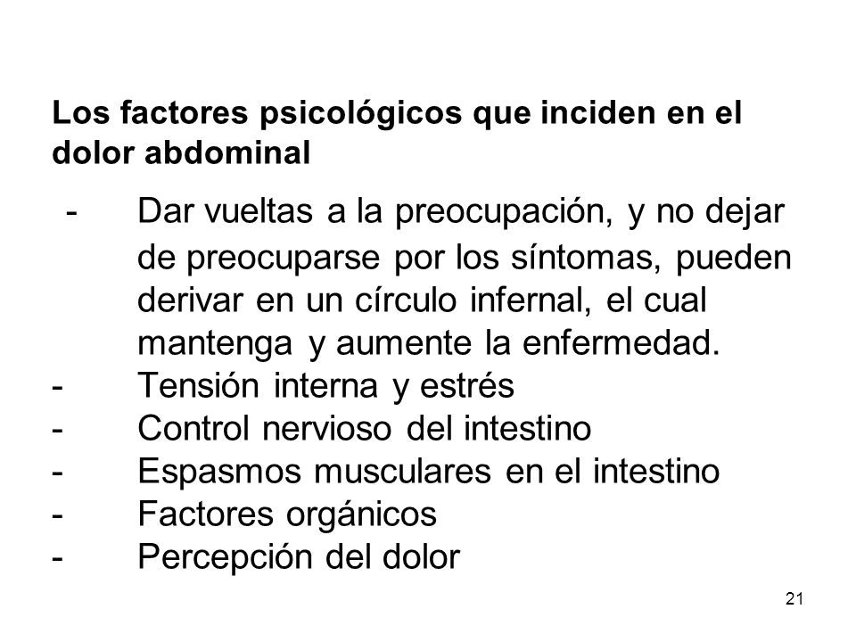 Los factores psicológicos que inciden en el dolor abdominal -