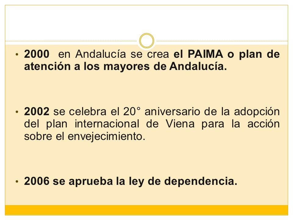 2000 en Andalucía se crea el PAIMA o plan de atención a los mayores de Andalucía.