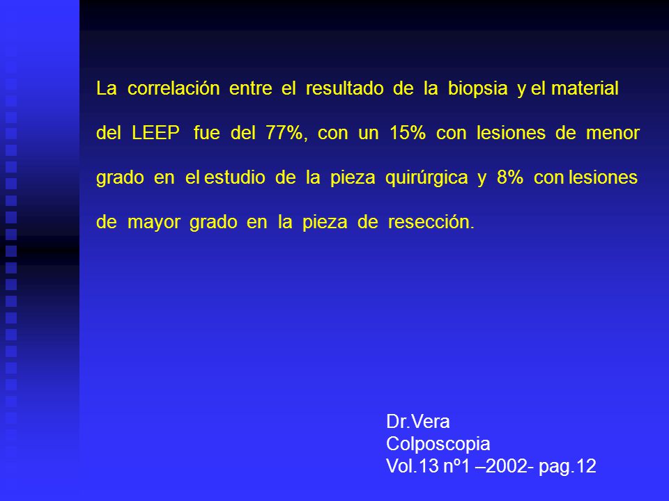 La correlación entre el resultado de la biopsia y el material