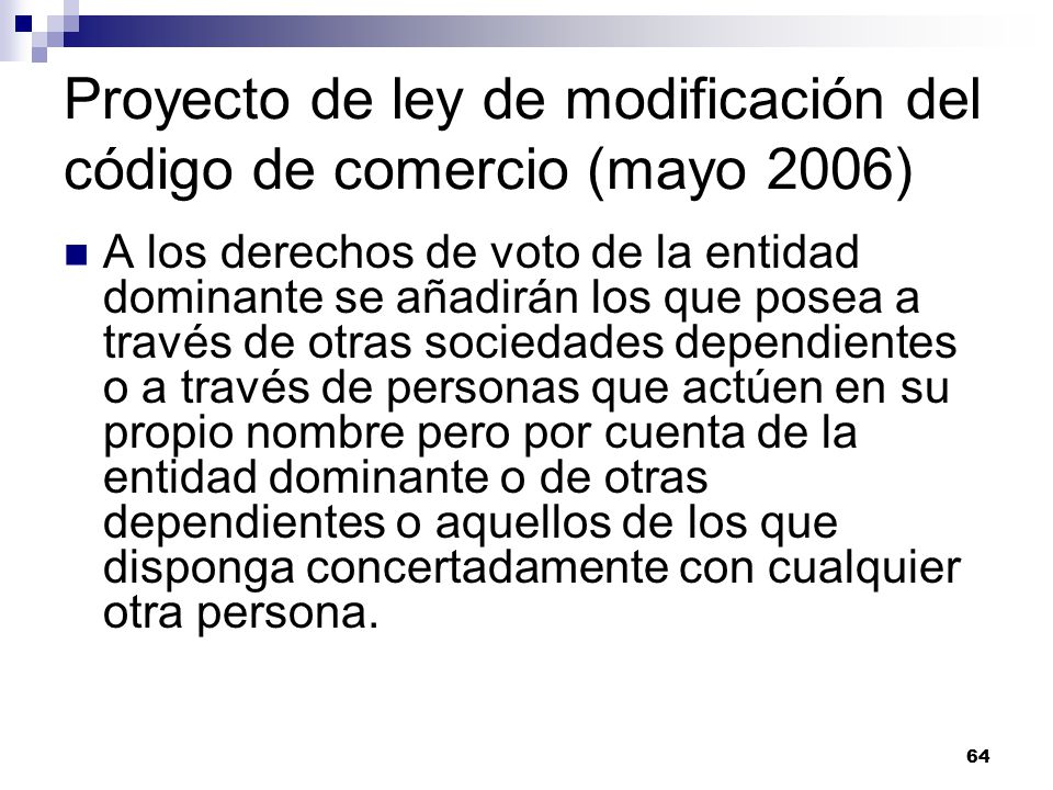Proyecto de ley de modificación del código de comercio (mayo 2006)