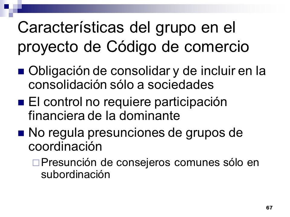 Características del grupo en el proyecto de Código de comercio