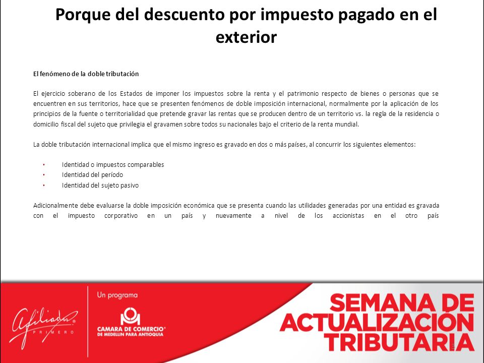 Porque del descuento por impuesto pagado en el exterior