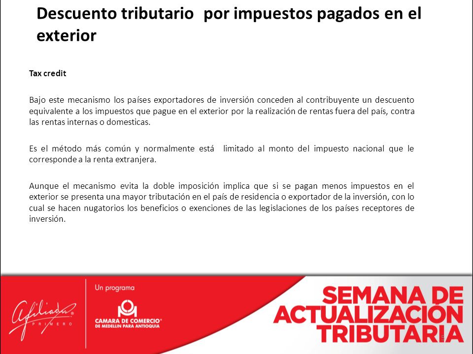 Descuento tributario por impuestos pagados en el exterior