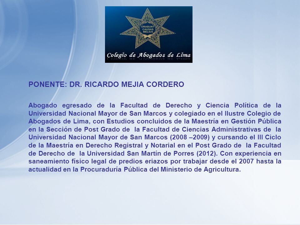 PONENTE: DR.