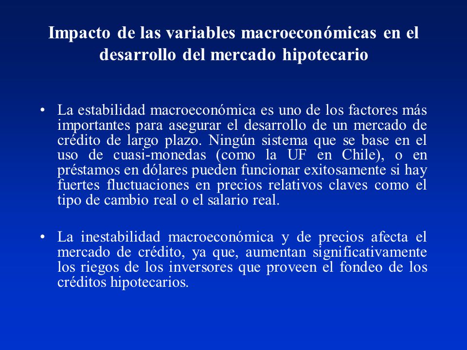 Impacto de las variables macroeconómicas en el desarrollo del mercado hipotecario