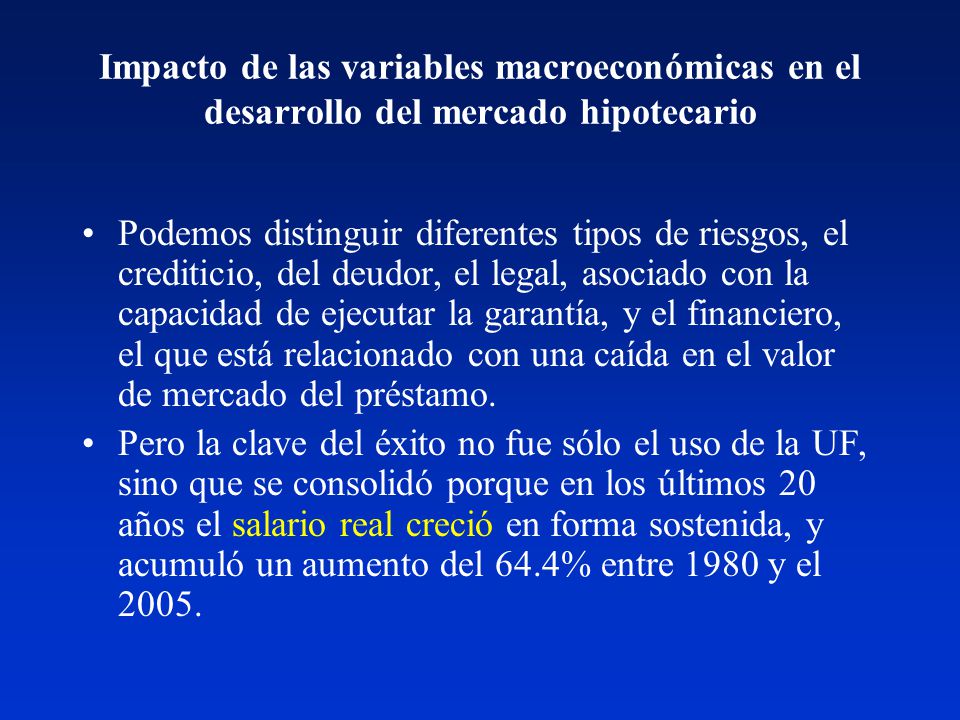 Impacto de las variables macroeconómicas en el desarrollo del mercado hipotecario