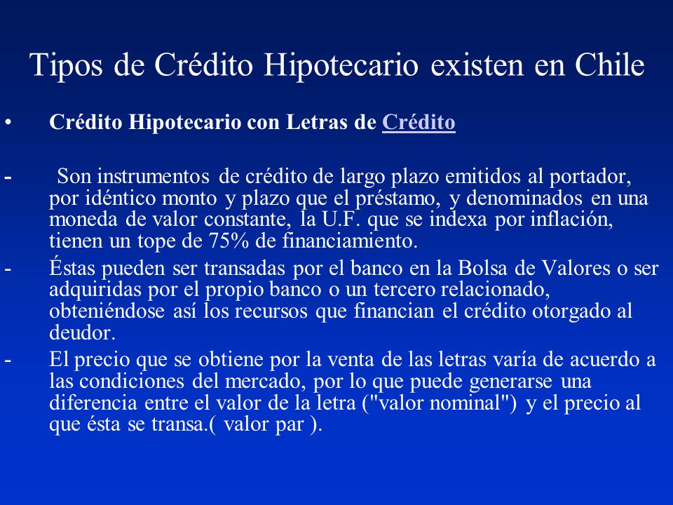 Tipos de Crédito Hipotecario existen en Chile