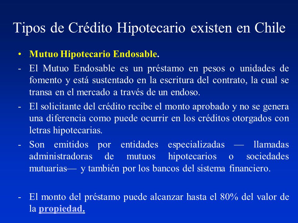 Tipos de Crédito Hipotecario existen en Chile