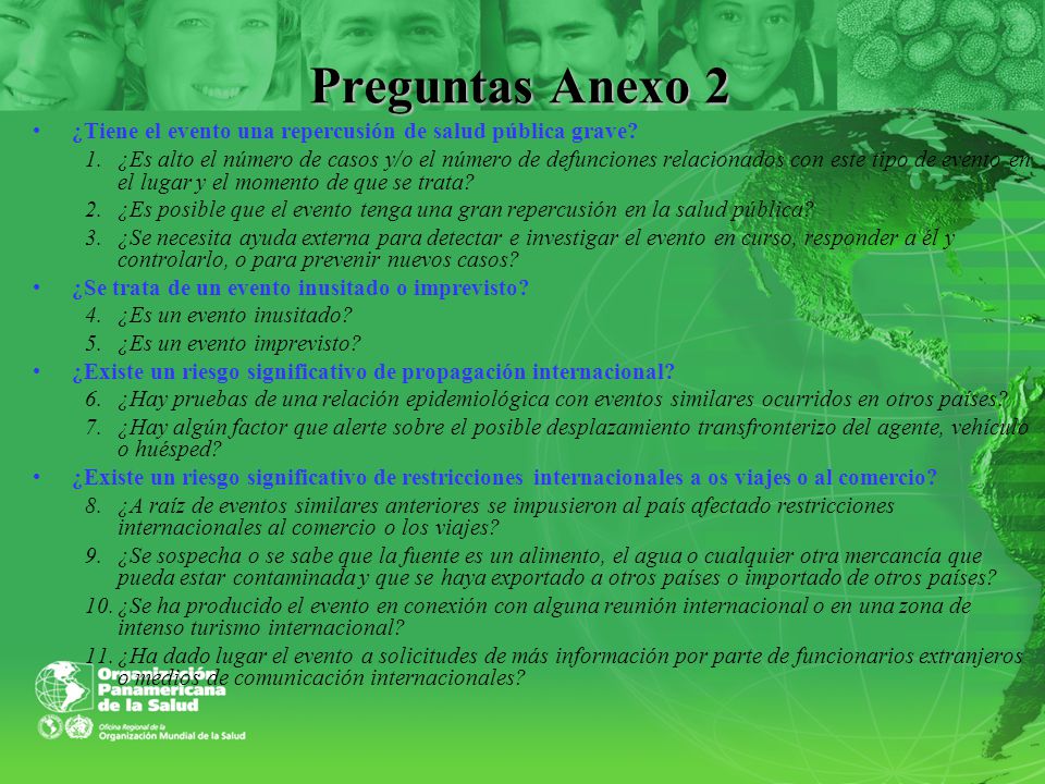 Preguntas Anexo 2 ¿Tiene el evento una repercusión de salud pública grave