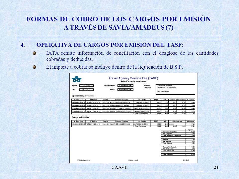 FORMAS DE COBRO DE LOS CARGOS POR EMISIÓN A TRAVÉS DE SAVIA/AMADEUS (7)