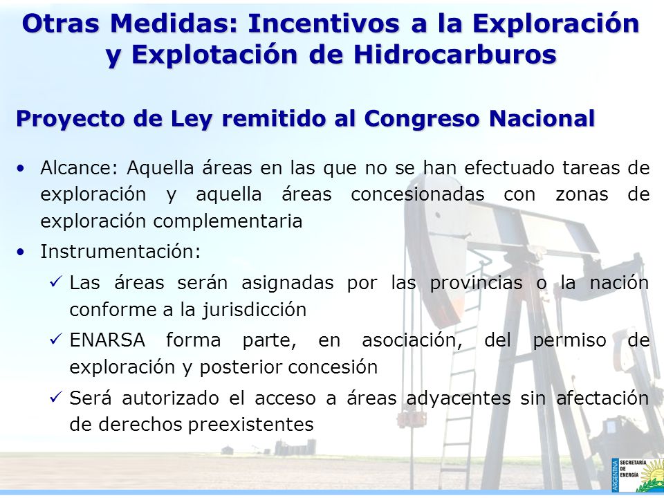 Otras Medidas: Incentivos a la Exploración y Explotación de Hidrocarburos