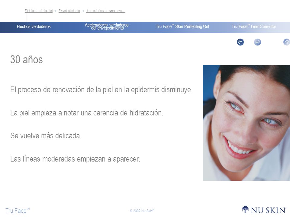 30 años El proceso de renovación de la piel en la epidermis disminuye.