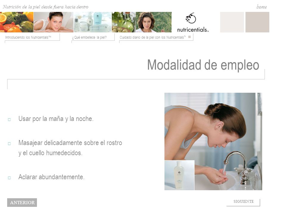 Modalidad de empleo Usar por la maña y la noche.