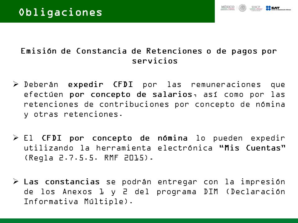 Emisión de Constancia de Retenciones o de pagos por servicios