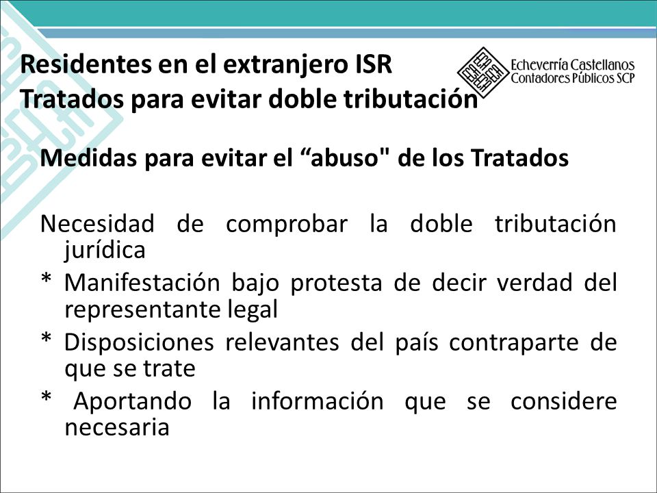 Residentes en el extranjero ISR Tratados para evitar doble tributación