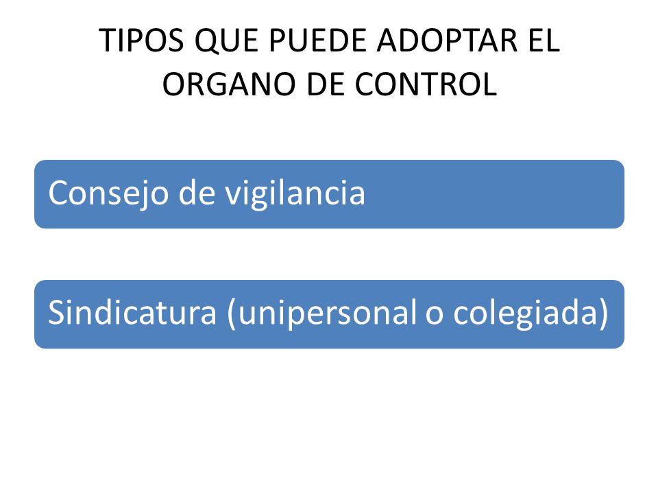 TIPOS QUE PUEDE ADOPTAR EL ORGANO DE CONTROL