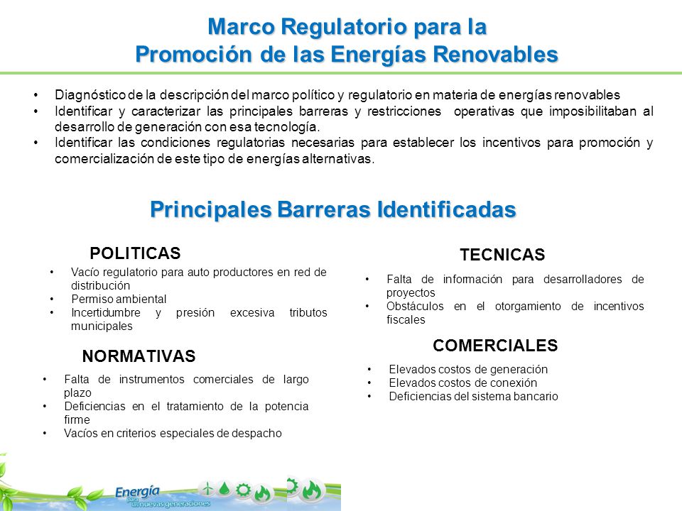Marco Regulatorio para la Promoción de las Energías Renovables