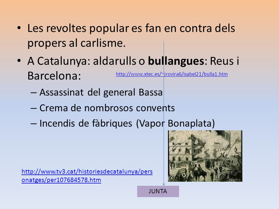Les revoltes popular es fan en contra dels propers al carlisme.
