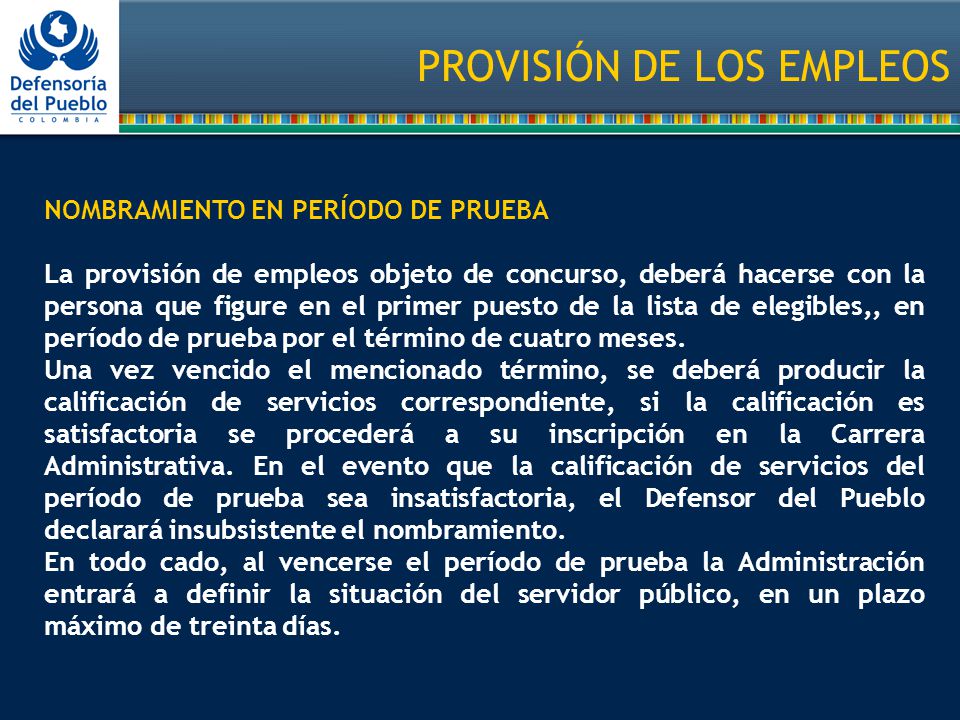 PROVISIÓN DE LOS EMPLEOS