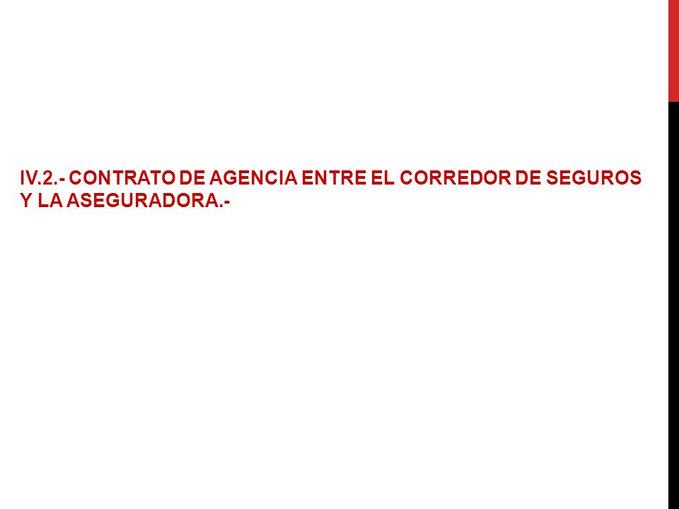 IV.2.- CONTRATO DE AGENCIA ENTRE EL CORREDOR DE SEGUROS Y LA ASEGURADORA.-