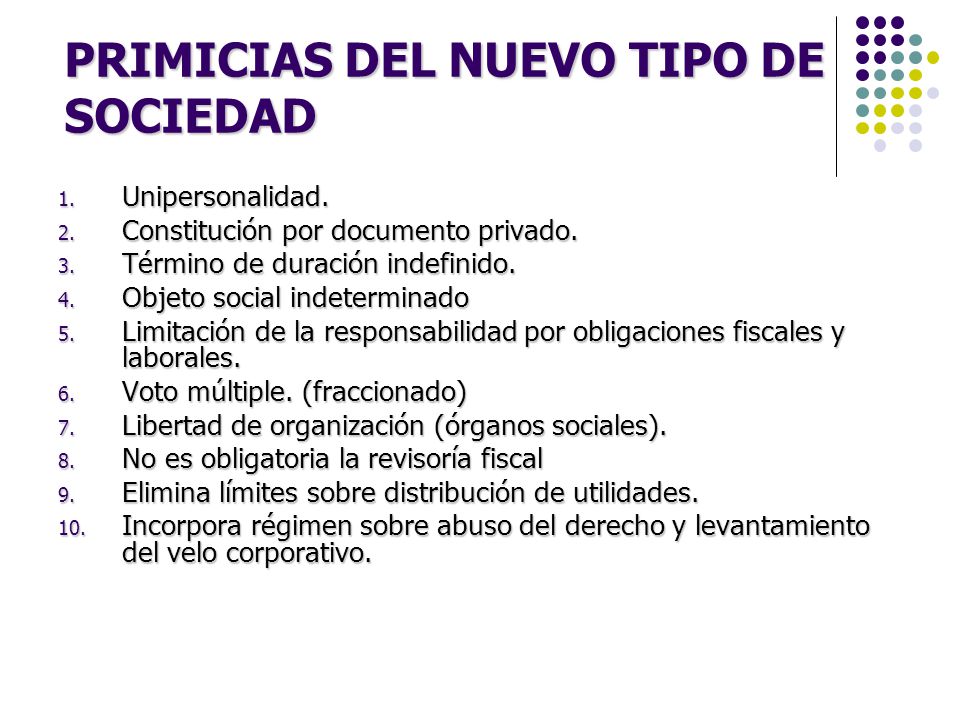 PRIMICIAS DEL NUEVO TIPO DE SOCIEDAD