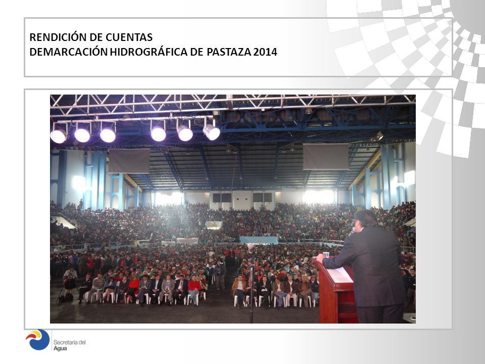 RENDICIÓN DE CUENTAS DEMARCACIÓN HIDROGRÁFICA DE PASTAZA 2014