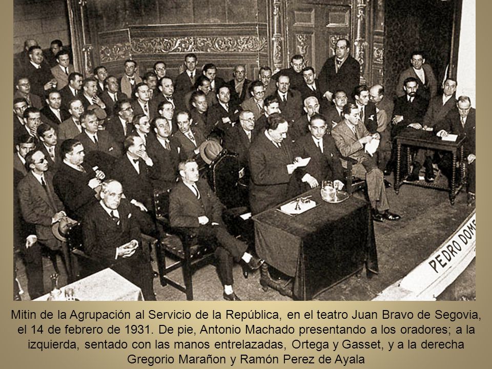 Mitin de la Agrupación al Servicio de la República, en el teatro Juan Bravo de Segovia, el 14 de febrero de 1931.
