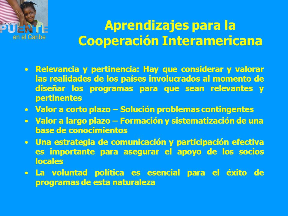 Aprendizajes para la Cooperación Interamericana