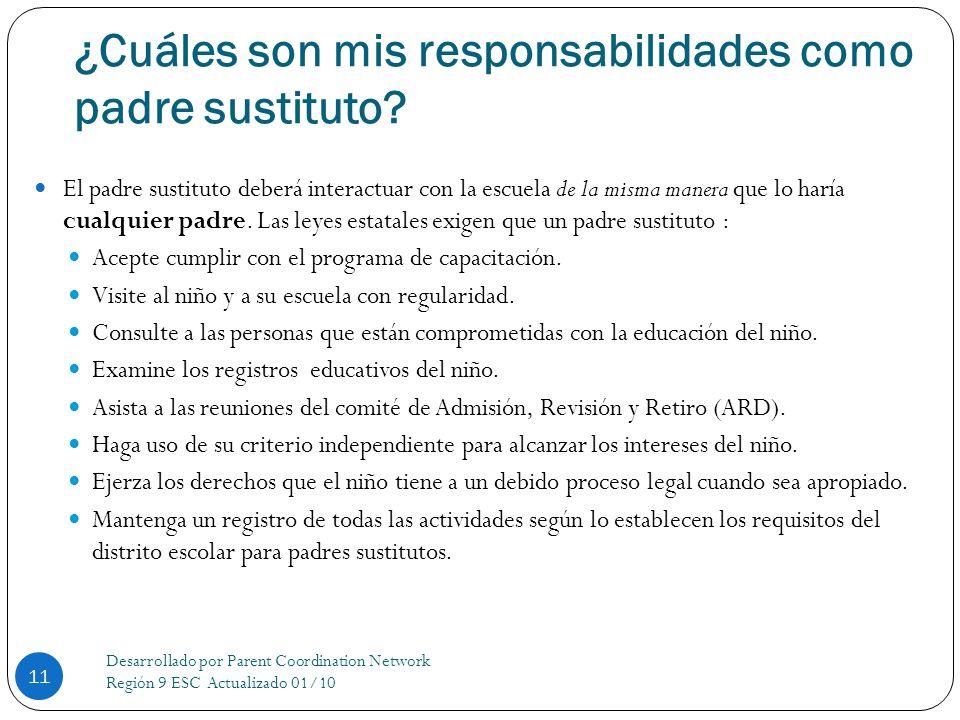 ¿Cuáles son mis responsabilidades como padre sustituto