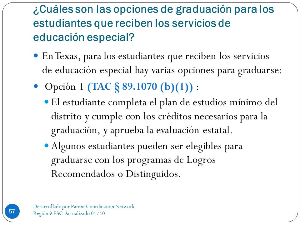 ¿Cuáles son las opciones de graduación para los estudiantes que reciben los servicios de educación especial