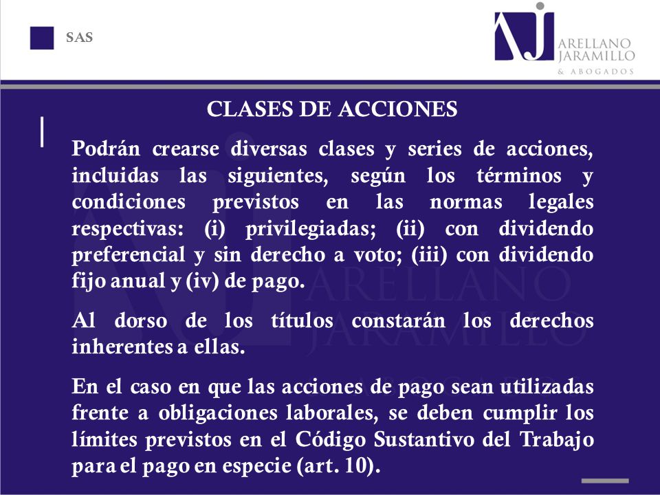 Al dorso de los títulos constarán los derechos inherentes a ellas.