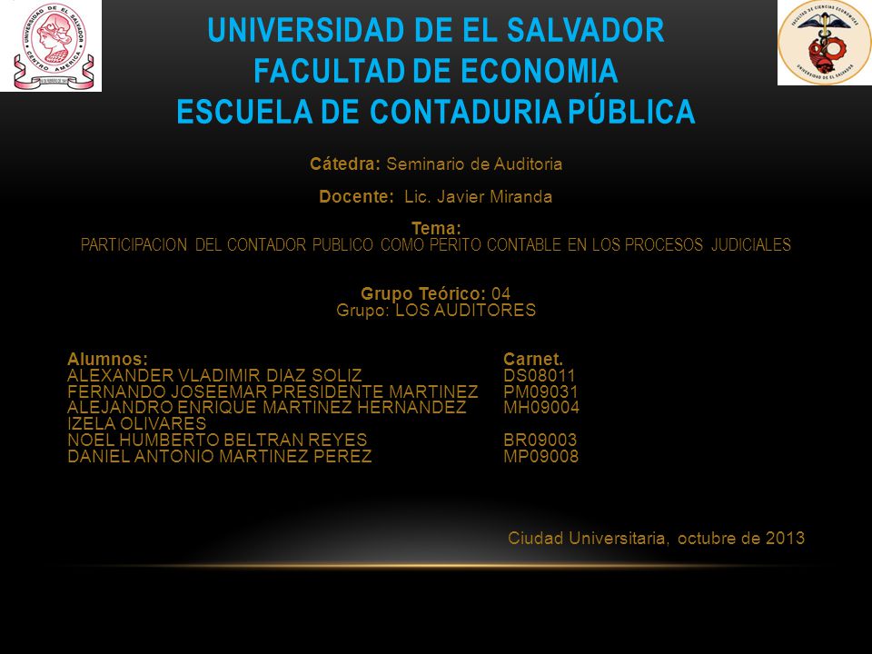 UNIVERSIDAD DE EL SALVADOR FACULTAD DE ECONOMIA ESCUELA DE CONTADURIA PÚBLICA