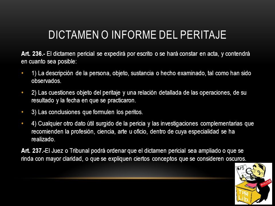 Dictamen o informe del peritaje