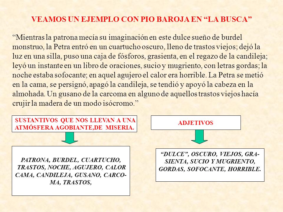 VEAMOS UN EJEMPLO CON PIO BAROJA EN LA BUSCA