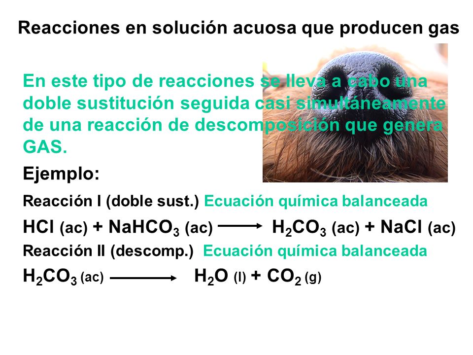 Reacciones en solución acuosa que producen gas
