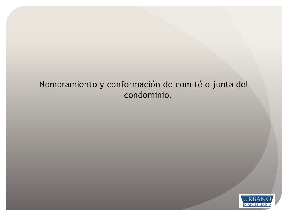 Nombramiento y conformación de comité o junta del condominio.