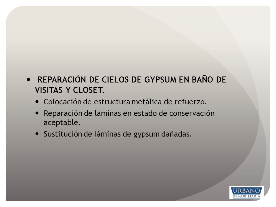 REPARACIÓN DE CIELOS DE GYPSUM EN BAÑO DE VISITAS Y CLOSET.