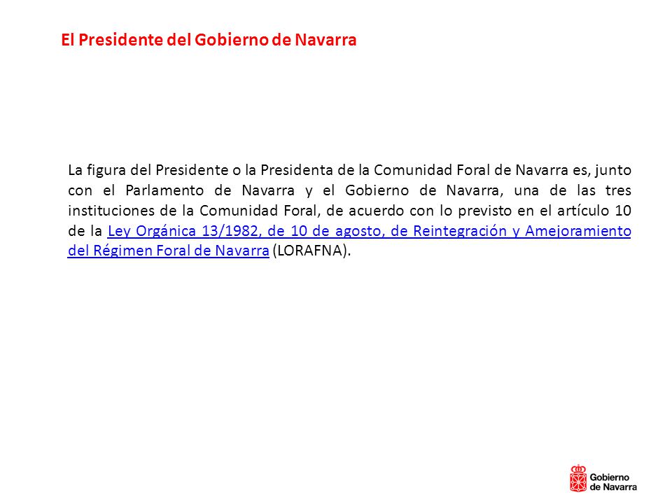 El Presidente del Gobierno de Navarra