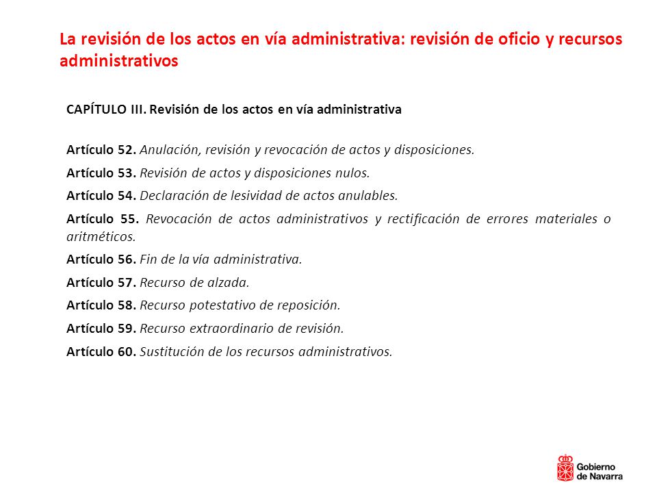 La revisión de los actos en vía administrativa: revisión de oficio y recursos administrativos