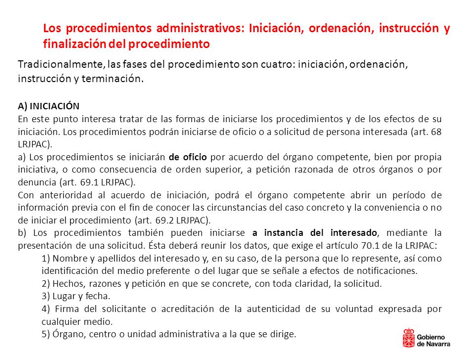 Los procedimientos administrativos: Iniciación, ordenación, instrucción y finalización del procedimiento