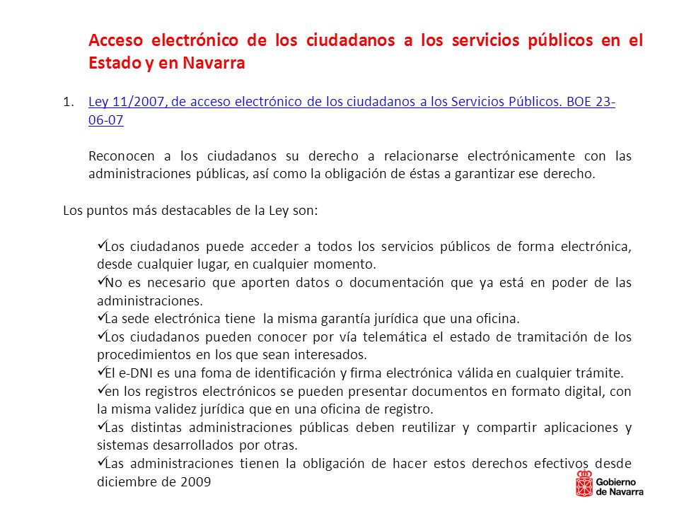 Acceso electrónico de los ciudadanos a los servicios públicos en el Estado y en Navarra