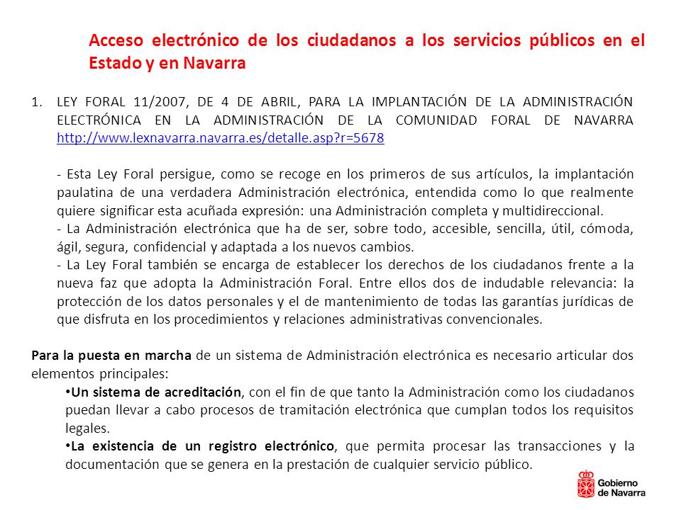 Acceso electrónico de los ciudadanos a los servicios públicos en el Estado y en Navarra