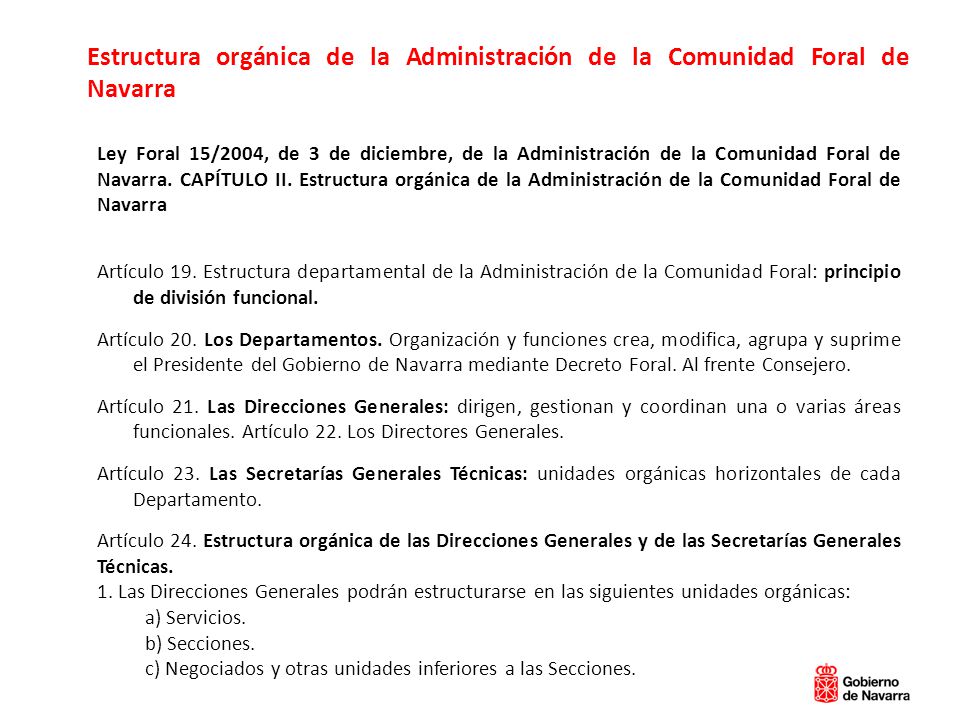 Estructura orgánica de la Administración de la Comunidad Foral de Navarra