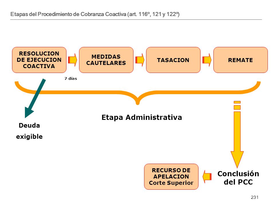 Etapas del Procedimiento de Cobranza Coactiva (art. 116º, 121 y 122º)